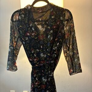 Madewell Black Floral Wrap Dress